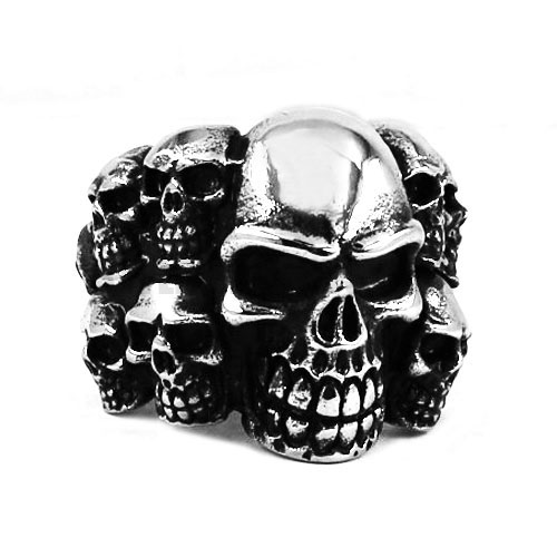 Gothic Vintage Stainless Steel Skull Ring, BA multi Ring SWR0456 - Click Image to Close